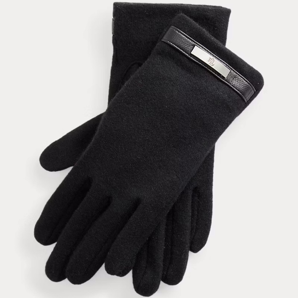 Ralph Lauren Black Women's Gloves with Silver Accents and smart touch